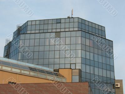 Facade of High-tech style building