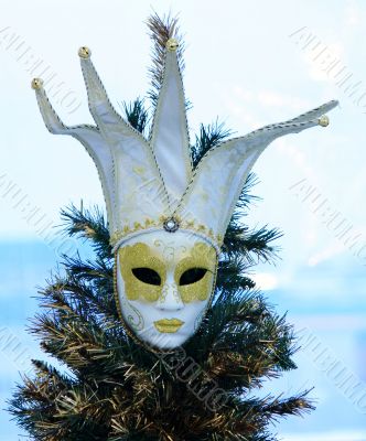 Mask at a New Year tree