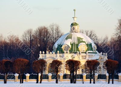 Kuskovo estate. View of the Grotto from the Great Pond