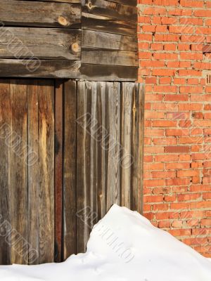 wall of wood and brick