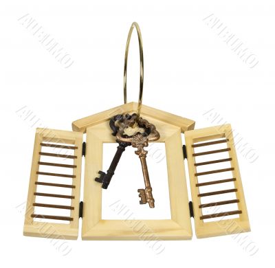 Wooden Shutters and Keys on Ring