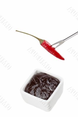 chilly pepper and chocolate dip