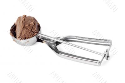 ice cream scooper with chocolate ice cream