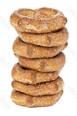 delicious pretzels isolated on white 