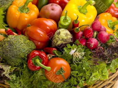close up of basket of vegetables