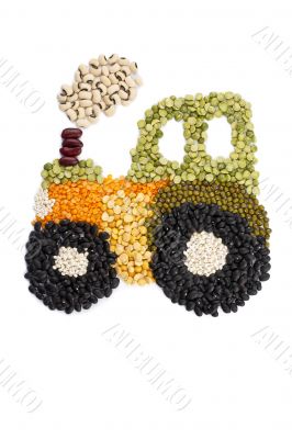image of beans forming tractor