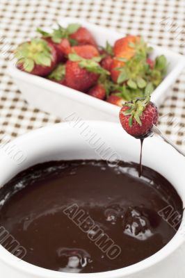melted chocolate with strawberry