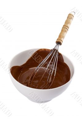 mixing chocolate on the bowl