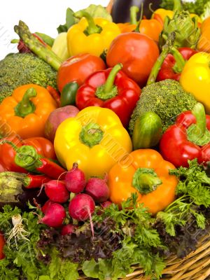 fresh vegetable basket close up