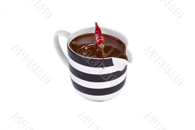 hot chili pepper and chocolate fondue
