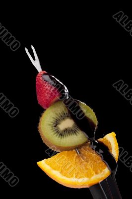  fruits and melted chocolate