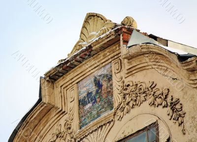 Sculpture on the wall  of Christ the Saviour Cathedral in Moscow