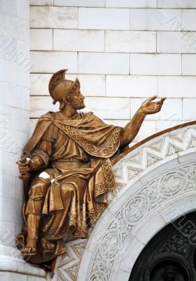 Sculpture on the wall  of Christ the Saviour Cathedral in Moscow