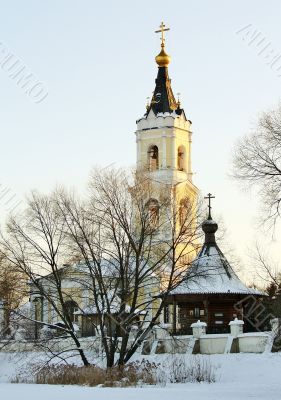 Winter landscape with church