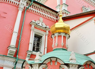 Wall of the temple of the Epiphany Monastery in Moscow;