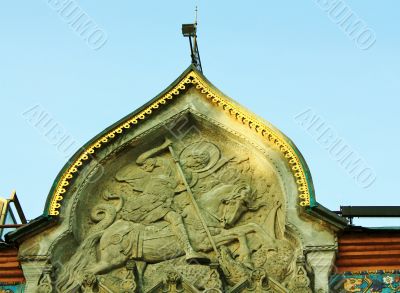 detail of facade of the Tretyakov Gallery in Moscow 