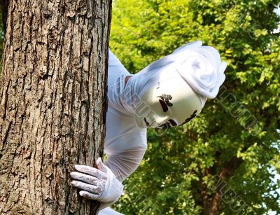 Girl in a fancy masquerade dress 