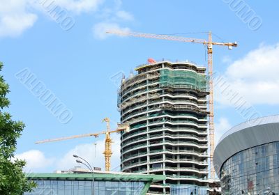 Cityscape with the construction site