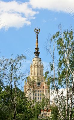 Pinnacle of the monumental buildings of Stalin`s style