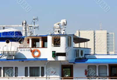 Captain`s cabin of the river passenger liner