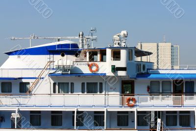 Captain`s cabin of the river passenger liner