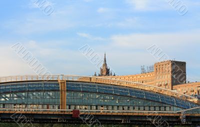 View of the bridge and embankment across the river