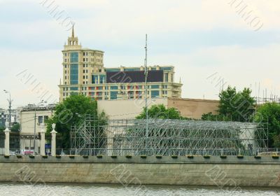 Embankment of the Moskva River in summer