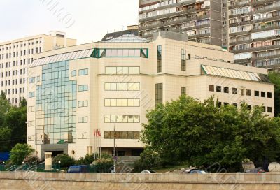 Facade of High-tech style building