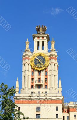 Turret of the monumental buildings of Stalin`s style