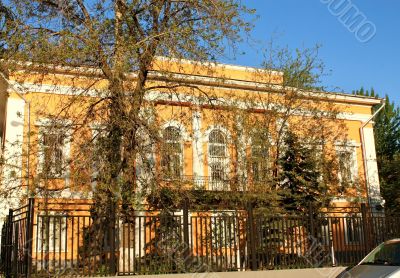 Red facade of the classical building
