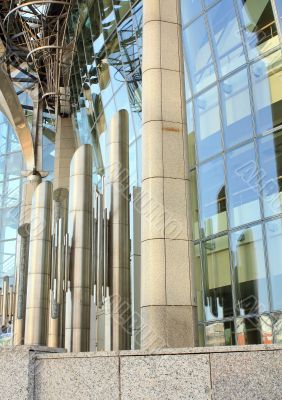 Architectural structures in the modern style of glass and steel