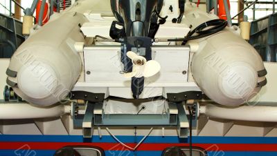 Inflatable boat, rear view
