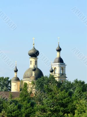 Church with black domes 