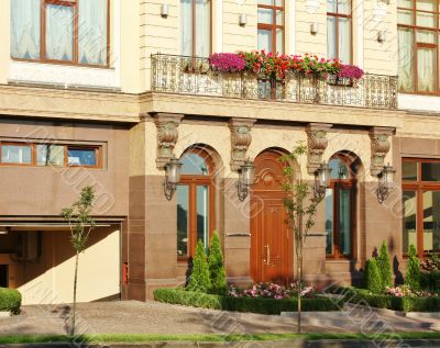 Facade of the massive building