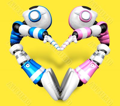 The heart in the form of body language. 3D Robot Character
