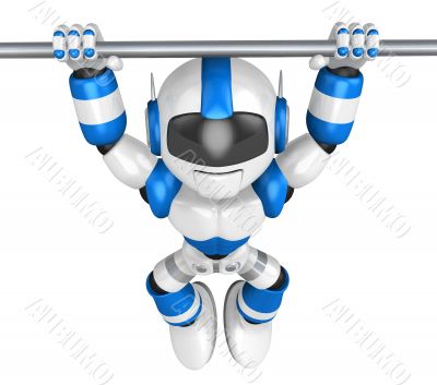 The pull up to blue robot, A chin up. 3D Robot Character