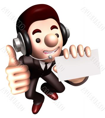 Business card advertising business a Man. 3D Sales Man Character