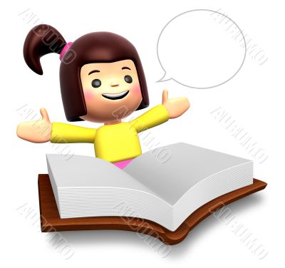 Big book report fun girl children. 3D Kids Character