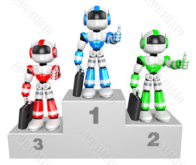 Awards Ceremony of Business Robot. 3D Business Character