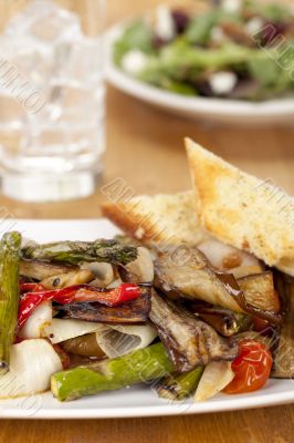 a plate of grilled vegetables
