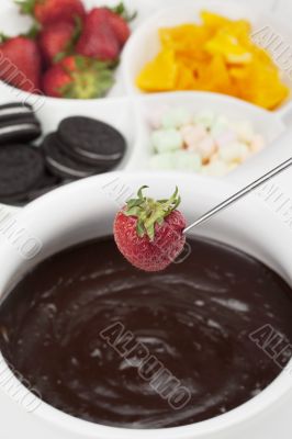 strawberry and melted chocolate