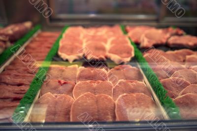 pork in display cabinet