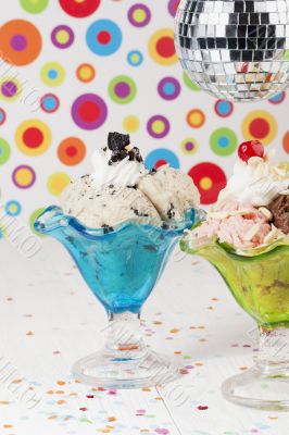 a cup of ice cream with a disco ball