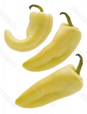 three yellow peppers