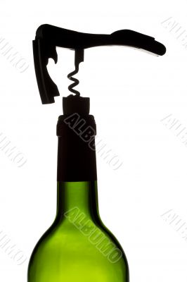cork screw on wine bottle vector