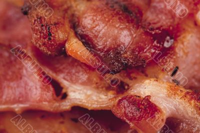 close up image of fried bacon