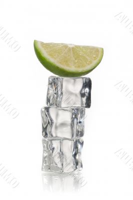 ice cubes with lemon on top