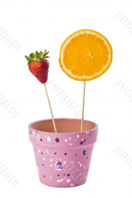  strawberry and slice orange on stick 