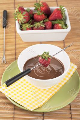 strawberries and melted chocolate 