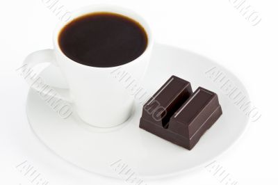 black coffee and chocolate bar
